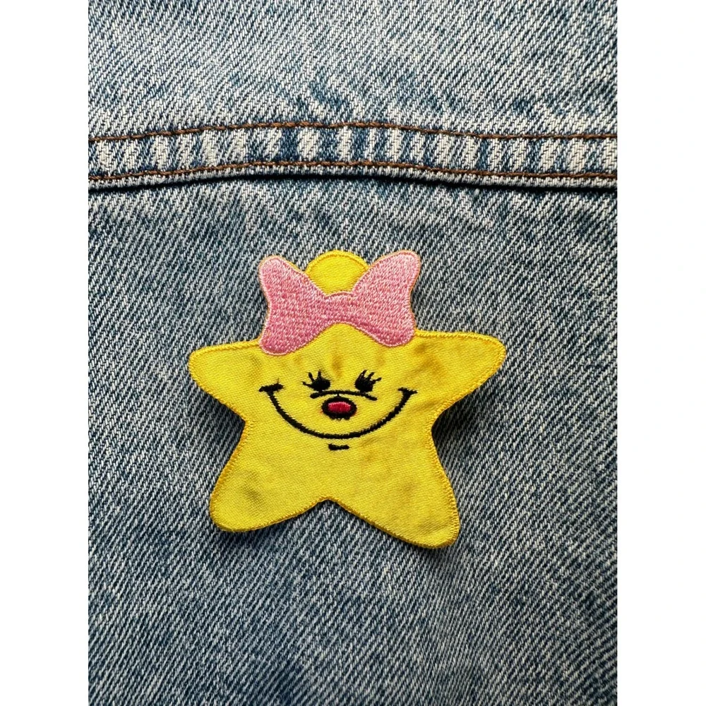 Cute Star Patch Iron On Applique Yellow Pink Bow‎ Smiling Face Craft Embellish